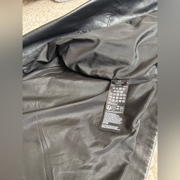 All Saints DALBY CROPPED LEATHER BIKER JACKET - Picture 6 of 8